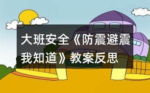 大班安全《防震避震我知道》教案反思