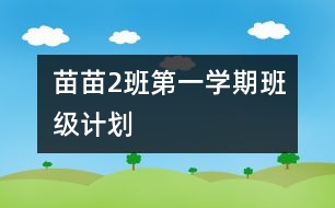 苗苗（2）班第一學(xué)期班級計劃