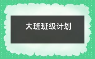 大班班級(jí)計(jì)劃