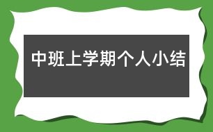 中班上學(xué)期個(gè)人小結(jié)