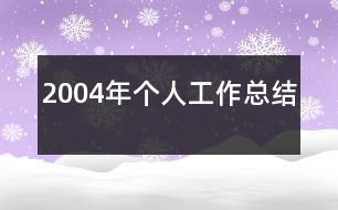 2004年個人工作總結(jié)