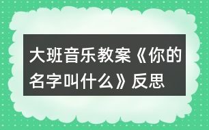 大班音樂(lè)教案《你的名字叫什么》反思