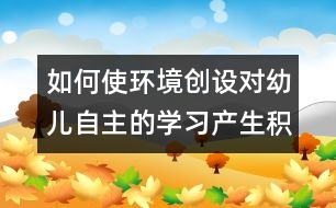 如何使環(huán)境創(chuàng)設(shè)對幼兒自主的學(xué)習(xí)產(chǎn)生積極作用的實踐研究