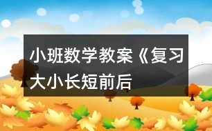 小班數(shù)學教案《復習大小、長短、前后、上下》反思