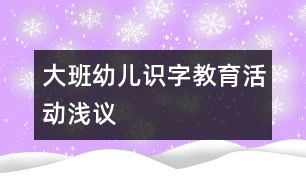 大班幼兒識字教育活動淺議