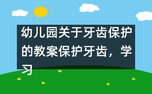 幼兒園關于牙齒保護的教案：保護牙齒，學習刷牙