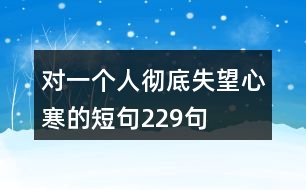 對(duì)一個(gè)人徹底失望心寒的短句229句