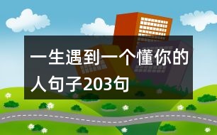 一生遇到一個懂你的人句子203句