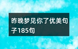 昨晚夢(mèng)見(jiàn)你了優(yōu)美句子185句