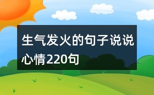 生氣發(fā)火的句子說(shuō)說(shuō)心情220句