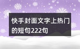 快手封面文字上熱門的短句222句