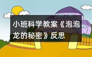 小班科學(xué)教案《泡泡龍的秘密》反思