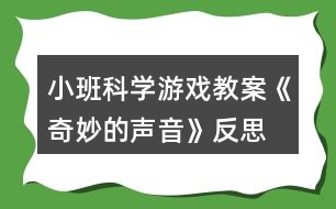 小班科學(xué)游戲教案《奇妙的聲音》反思