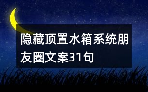 隱藏、頂置水箱系統(tǒng)朋友圈文案31句