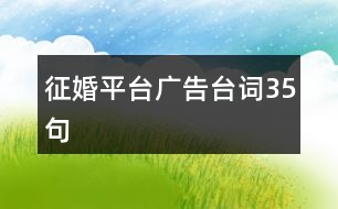 征婚平臺(tái)廣告臺(tái)詞35句