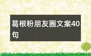 葛根粉朋友圈文案40句