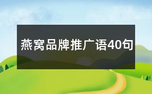 燕窩品牌推廣語40句