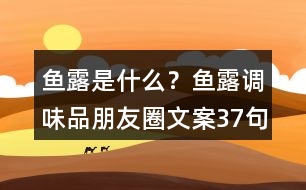 魚露是什么？魚露調(diào)味品朋友圈文案37句