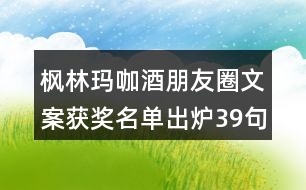 楓林瑪咖酒朋友圈文案獲獎名單出爐39句