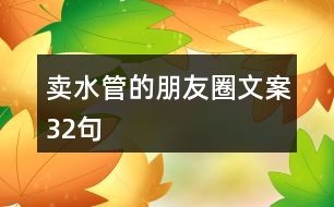 賣水管的朋友圈文案32句