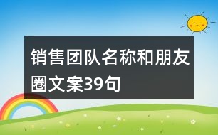 銷售團隊名稱和朋友圈文案39句