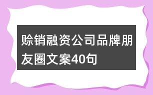 賒銷融資公司品牌朋友圈文案40句