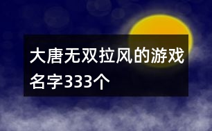 大唐無雙拉風(fēng)的游戲名字333個