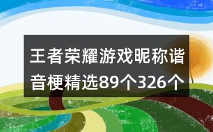 王者榮耀游戲昵稱諧音梗精選89個(gè)326個(gè)