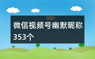 微信視頻號幽默昵稱353個