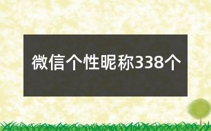 微信個性昵稱338個