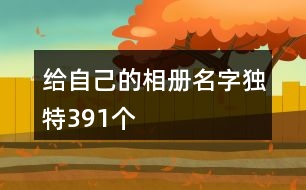 給自己的相冊名字獨特391個