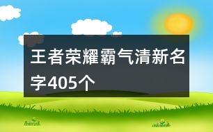 王者榮耀霸氣清新名字405個(gè)