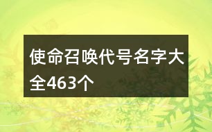 使命召喚代號(hào)名字大全463個(gè)