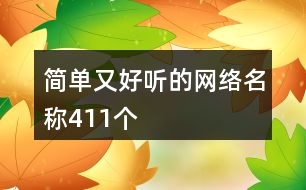 簡單又好聽的網絡名稱411個