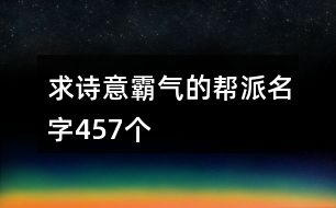 求詩(shī)意霸氣的幫派名字457個(gè)