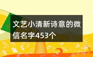 文藝小清新詩意的微信名字453個