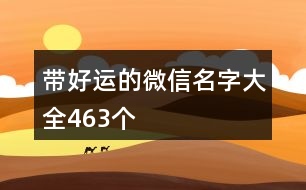 帶好運的微信名字大全463個