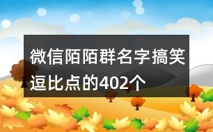 微信陌陌群名字搞笑逗比點的402個