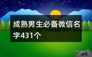 成熟男生必備微信名字431個(gè)