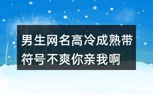 男生網(wǎng)名高冷成熟帶符號(hào)—不爽你親我啊390個(gè)