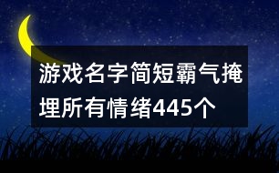 游戲名字簡短霸氣—掩埋所有情緒445個