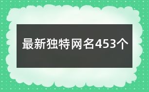 最新獨(dú)特網(wǎng)名453個