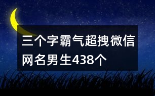 三個字霸氣超拽微信網(wǎng)名男生438個