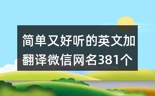 簡單又好聽的英文加翻譯微信網(wǎng)名381個