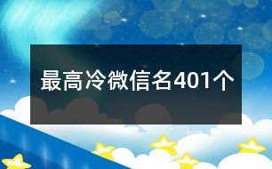 最高冷微信名401個