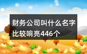 財(cái)務(wù)公司叫什么名字比較響亮446個(gè)