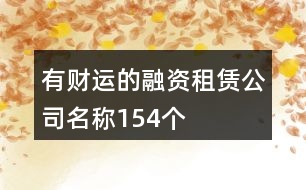 有財(cái)運(yùn)的融資租賃公司名稱154個(gè)