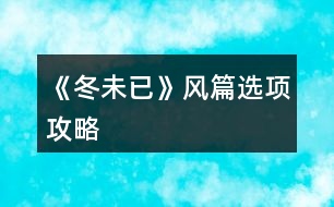 《冬未已》風篇選項攻略