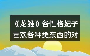 《龍雛》各性格妃子喜歡各種類東西的對話攻略