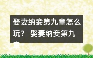 娶妻納妾第九章怎么玩？ 娶妻納妾第九章攻略